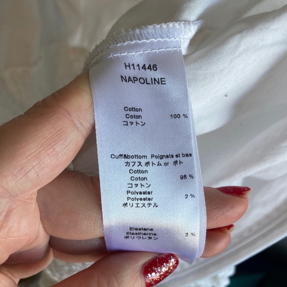 Zip up whit cotton top with ruching - Picture 2 of 5